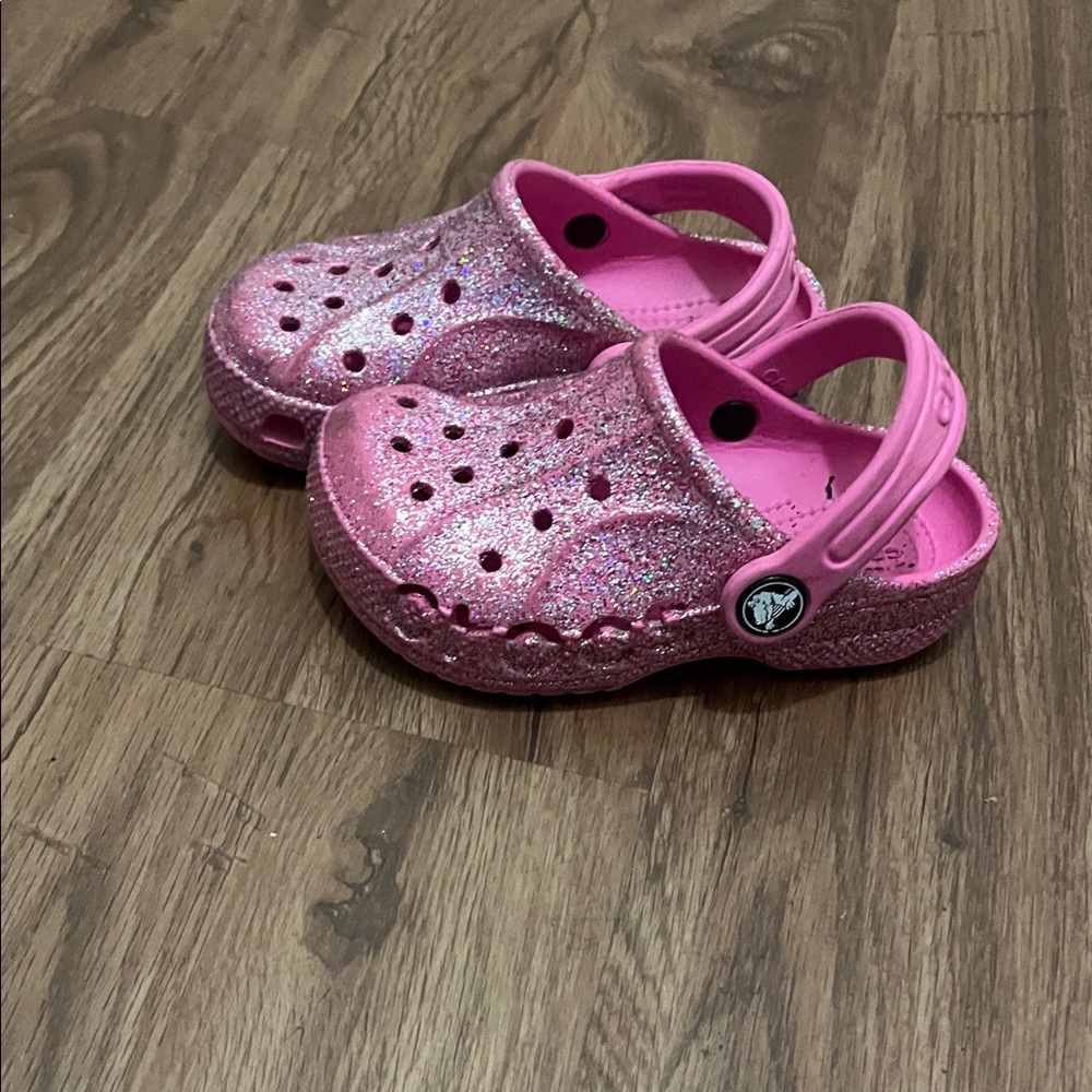 Kids Pink Glitter Clogs